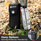 BIBURY Multitool Pliers BI2038B, 22-in-1 Stainless Steel Multi Tool with Flint, Window Breaker, Scissors, Back Clip, Folding Pocket Multifunctional Self-locking EDC Tool for Survival Camping Hiking