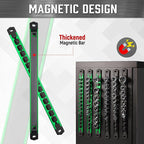 ALOANES 1/4-Inch Drive Magnetic Socket Organizer, Heavy Duty Aluminum Socket Rail Organizer, 360° Swivel Clips Socket Holder Kit for Tool Box, 1/4-Inch Socket Holder x 14 Clips (Green)
