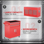 INTERGREAT Tool Chest Cabinet,8-Drawer Rolling Tool Chest with Detachable Top Tool Box, Tool Chests with Universal Lockable Wheels, Metal Tool Cart for Garage, Workshop, Barbershop(Red)