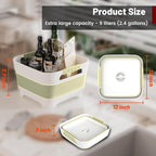 2.4 Gal Collapsbile Wash Basin with Drian Plug,9L Dish Pan for Soaking Baby Bottles,Portable Sink, Multiuse Foldable Bucket,Ice Beverage Tubs for Camping, Vegetable Washing, RV (Green)