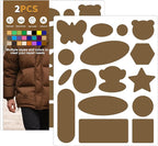 Azobur Down Jacket Repair Patches-Waterproof, Self-Adhesive,Nylon Fabric Patches for Puffy Jackets, Rain and Snow Gear, Tents, Sleeping Bag and More(Brown，2pcs)