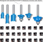 LEATBUY Router Bit Set 1/4 inch -37 PCS Tongue Groove Wood Milling Cutter Drilling Carbide Router Bits Tool for Door Table Cabinet Shelve Wall DIY Woodwork(1/4-angle)
