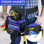 Tool Belt,Magnetic Tool Pouch,14-Pockets Tool Belts for Men,Detachable & Adjustable Tool Pouch belt for Electrician,Carpenter,Construction,Work Apron,Utility Belt,Black-Blue
