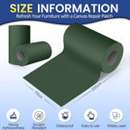 Self-Adhesive Canvas Repair Tape, 4" x 79" Waterproof Canvas Repair Patch, Fabric Patch Repairs Kit for Furniture, Tents, Sunbrellas, Boat Covers Awnings, Couches, Clothes, Bags Army Green