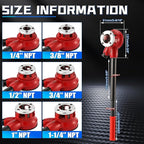 Pipe Threader Ratchet Kit， Manual Ratcheting Pipe Threading Tool Set with 6 NPT Dies (1/4" 3/8" 1/2" 3/4" 1" 1-1/4"),Portable Pipe Threading Tool Set for Galvanized Aluminum Iron Copper Pipes
