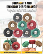 Rocaris 300 Pcs Abrasive Buffing Wheels, 1 inch Abrasive Buffing Polishing Wheels Burr for Rotary Tools-1/8(3mm) Shank, 120Grit, 180Grit, 320Grit, 400Grit, 600Grit