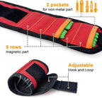 vidsel Magnetic Tool Holder Belt & Wrist-Band (15 N38 Magnets), Adjustable Work Gadget for Electricians/DIY/HVAC, Screws, Nails, Drill Bits Organizer, Birthday Gift for Men, Dad, Husband, Red