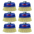 SALI 6 Pack Wire Cup Brush, 4 Inch Coarse Crimped Cup Brush for Grinders, with 5/8 Inch Arbor for Heavy Cleaning Rust, Stripping and Abrasive, for Angle Grinder