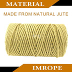 4mm x 200 Feet Yellow Jute Rope, Twine for Gardening Tomato Climbing Plant Tie Floristry Crafts Gift Wrapping Packing Decor