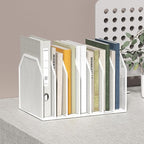 Metal 7 Section File Folder Organizer for Desk | Vertical Office File Holder | Heavy-Duty Mesh Document Sorter for Books, Binders, Laptops | White Desk Organizer (12.8”x8.5”x7.9”)