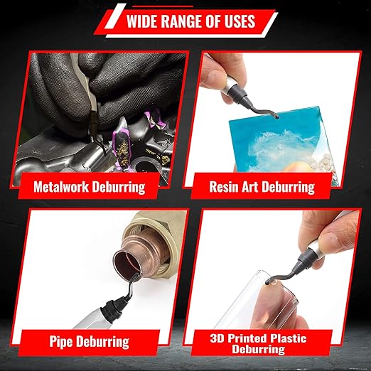 AFA Tooling - Deburring Tool with 16 High Speed Steel Swivel Blades - Works on Metal, Resin, PVC Pipes, Copper, Plastic and 3D Printed Edges - Plumbing & 3D Printing Burr Removal Reamer Tool