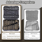 Cobalt Drill Bit Set for Hardened Metal and Stainless Steel, 122Pcs M35 High Speed Steel Twist Jobber Metal Drill Bits 1/16"-1/2", with Plastic Index Storage Case
