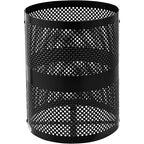 Global Industrial 32 Gallon Outdoor Perforated Steel Round Trash Can with Rain Bonnet Lid, Plastic Liner and Anchor Kit Included, 23-1/2" Diameter x 40-1/2"H, Black