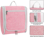 Della Gao Big Capacity Portable Travel Hanging Toiletry Bag Men and Women, Cosmetics Makeup Bag Toiletries Organizer, Water-Resistant Nylon Bathroom Bag, Pink
