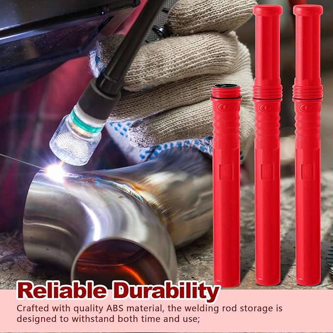 Tandefio 8 Pcs Welding Rod Storage Tube 40 Inch Tig Rod Storage Canisters Welding Electrode Holder Airproof Waterproof Container(Red)
