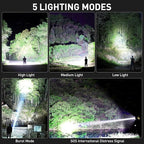 LED Flashlights High Lumens Rechargeable, 90,000 Lumens Brightest Handheld Flashlight, 5 Modes Powerful Multifunctional Flash Light Waterproof Flashlight for Home Camping