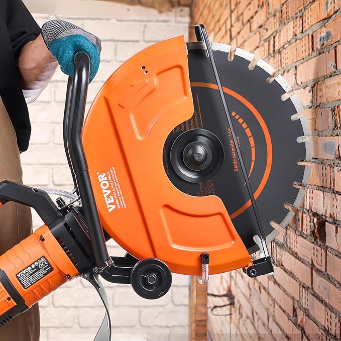 VEVOR Electric Concrete Saw, 16 in, 3200 W Motor Circular Saw Cutter with Max. 6 in Adjustable Cutting Depth, Wet Disk Saws Cutter Includes Water Line, Pump and Blade, for Stone, Brick