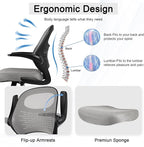 HYLONE Tall Drafting Chair Standing Desk Chair with Flip-Up Armrests, Adjustable Height Ergonomic Office Chair with Footrest Ring - High Stool Chair for Standing Desk（Grey）