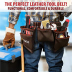LAUTUS Oil Tanned Leather Tool Belt/Pouch/Bag, Carpenter, Construction, Framers, Handyman, Electrician - 100% LEATHER