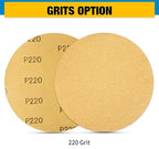 S SATC 100 PCS PSA Sanding Discs 6 Inch Adhesive Backed Sandpaper 220 Grit Sander Attachment for Drill Self Stick Aluminum Oxide Round Automotive Sandpaper with Sticky Back
