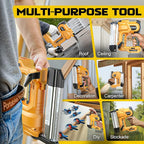 Cordless 2" Brad Nailer for Dewalt 20V Battery (No Battery), 2-in-1 Electric Nail Gun/Staple Gun, 18 Gauge Nail Gun Battery Powered with 1000 Nails for Wood Carpentry, Adjustable Depth, 2 Modes