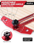Nicpro Woodworking Scriber Marking Line Ruler, Adjustable Aluminum Alloy Sliding T-Square Ruler with Carpenter Pencil, Angle Adjustment Scale, Precision Line Drawing aid Ruler Tools for Woodworking
