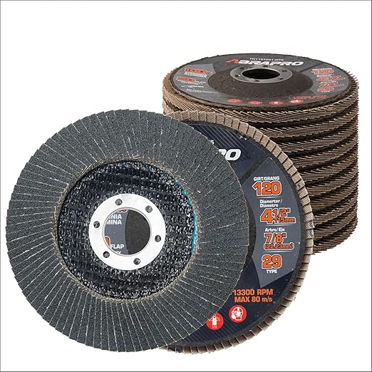 Jumbo Zirconia Flap Discs 4 1/2 for Angle Grinder, 120 Grit 4.5" x 7/8" High Density Type 29 Arbor Grinding Wheels for Wood Finishing, Rust Removal, Metal Sanding - 10 Pack