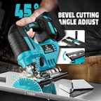 Jigsaw Compatible With Makita 18V Battery, Cordless jig saw tool Brushless Motor, 0°- 45° Bevel Cuts, LED Light with 3 Position Orbital Setting for Straight/Curve/Bevel/Circle Cutting (NO Battery)