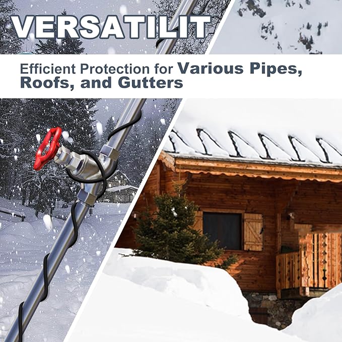 HEATIT 8JHSF1 Self Regulating Pre-Assembled Heating Cable with Spacer and Clips, Heat Tape for Roof Deicing and Pipe Freeze Protection,120V 8W/ft, 6FT