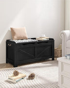 39.4" Storage Bench, Storage Chest, Lift-Top Storage Trunk with 2 Safety Hinges, Wooden Storage Box Chest Organizer for Bedroom, Entryway, Living Room, Black SB04504X