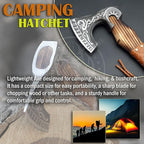 SHINY CRAFTS-Axes Handmade Viking Axe Hatchet Norse Battle Axe-Valhalla Runic Axe, Carbon Steel Viking Axe Head, Engraved Handle, Wolf Camp Axe, Genuine Leather Sheath & Wrap (VBA 06)