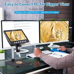 7 Inch 1080P Digital Microscope,1200X Magnification,8 LED Lights,32GB TF Card Included, Rechargeable Battery, Handheld USB Microscope Camera for PCB Repair,Soldering, Coin,Stamp,Jewelry Inspection