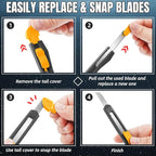 4 Pack Box Cutter Retractable, Utility Knife 9MM Wide Snap-Off Blades, Exacto Knife for Cutting Box, Wrapping, Cardboard, Extended Razor Knife, Box Opener Perfect for Office, Home, School