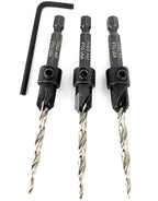 FTG USA Adjustable Wood Countersink Drill Bit Set 3 Pc #8 (11/64") with Tapered Drill Bits for Woodworking