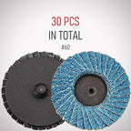 30 Pcs 2 Inch Mini Flap Disc, Zirconia High Density, with 1 Pcs 1/4 inch Shank Holder, for Metal Grinding, for Angle Die Grinder (60 GRIT)
