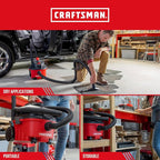 Craftsman CMXEVBE17040 4 Gallon 5.0 Peak HP Wet Dry Vac, Portable Shop Vacuum Wet and Dry with Filter, Hose and Attachments for Home and Automotive Cleaning