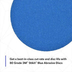 3M Stikit Blue Abrasive Disc Roll 36265, No Hole, Coating Removal, Body Repair, 80 Grade, 5 in, 50 Discs/Roll