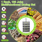 LUKETURE 4-Layer Herb Drying Rack Hanging Mesh Net,Windproof Drying Rack w/U-Zipper Design & Hook - Foldable & Collapsible for Plants, Herbs, Flowers, Fish, Clothes | Save Space | Natural Drying