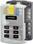 Blue Sea Systems 5025 ST Blade Fuse Block 6 Way Circuits with Negative Bus and Cover, 100 Amps