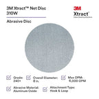 3M Xtract Net Disc 310W, 240+, 8 in, Die 800L, Pack of 50 Hook and Loop Sanding Discs, Virtually Dust-Free, Value Option for Metal, Wood, Composites, Stock Removal, and Fine Finishing