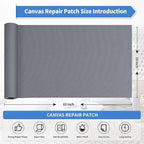 KING MOUNTAIN Canvas Repair Patch 16×60 Inch Self-Adhesive Waterproof Fabric Patch for Sofas, Tents, Furniture,Tote Bags, Car Seats (Grey-1)