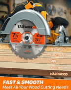 EASEWORK 7-1/4 Inch Circular Saw Blade, 24T, 5/8" Arbor, ATB Carbide Teeth, 10-Pack, Fast Crosscutting for Softwood & Hardwood, Fits SKIL 5280-01, DEWALT DCS570B, DCS577B, DWA171424