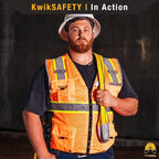 KwikSafety - BIG KAHUNA DIGITAL Safety Vest [LIMITED EDITION] Class 2 ANSI OSHA Reflective Vest Durable High Visibility Vest Construction Safety Vest for Men Industrial Work Gear/Yellow Medium