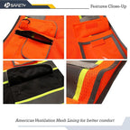 JKSafety 9 Pockets Hi-Vis Fluorescent Color Mesh Reflective Safety Vest for Men Women | Chaleco de seguridad para hombres y mujeres (100-Orange-Black 4XL)