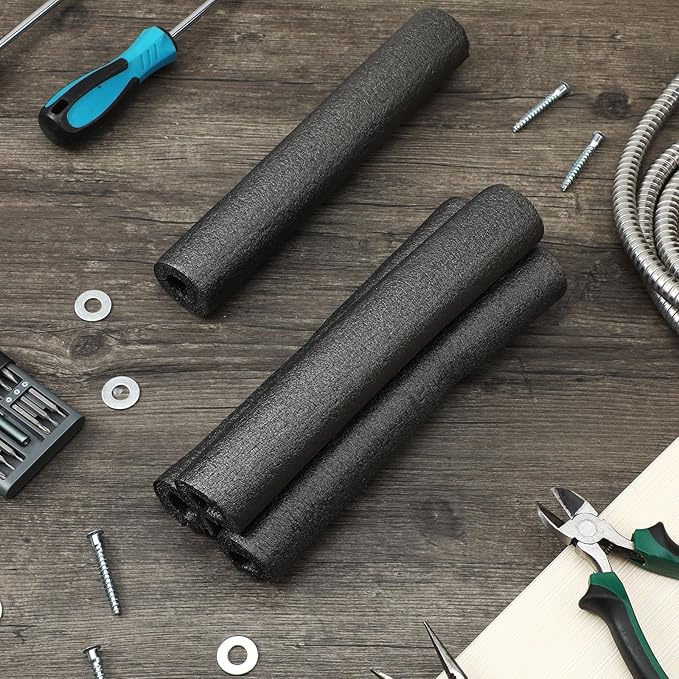 Amylove 24 Pcs 3.3 Feet Foam Pipe Insulation Foam Tube Insulating Water Pipe Pool Swim Noodles Heat Preservation Pipe Covers for Tubing Outdoor Freeze Protection (Black,3/4 Inch)