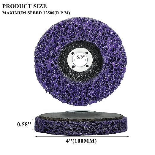 11Pack 4” Strip Discs Rust Remover Wheel for Angle Grinders Clean and Remove Paint, Coating, Rust and Oxidation for Wood Metal Fiberglass Work Purple