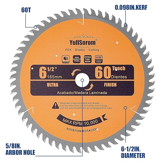 6-1/2 inch Circular Saw Blade 40T 60T Combo Pack with 5/8" Arbor，Ultra Fine Finish for Wood Cutting, Thin-Kerf (6-1/2 Inch 60T+40T)