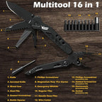 Rush Deer Pocket Knife - Folding EDC Multitool for Men, Small and Versatile Camping, Fishing, and Hiking Accessories Set (Black)