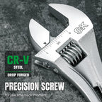SK 8-Inch Adjustable Wrench, 1" Jaw Capacity, Cr-V Steel, SAE&Metric Scales