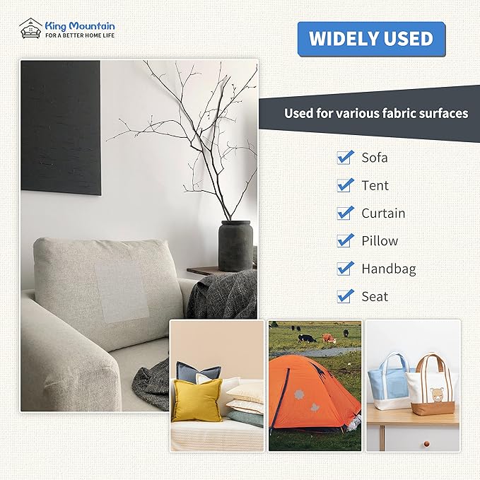 KING MOUNTAIN Canvas Repair Patch 9 x11 Inch 2 Pcs Self-Adhesive Waterproof Fabric Patch for Sofas, Tents, Furniture,Tote Bags, Car Seats (Blue)